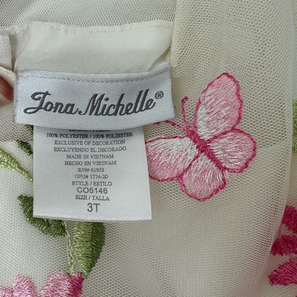 Jona Michelle Floral and Butterfly Embroidered Kids Dress with Pink - Picture 5 of 5